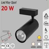 20 W RAY SPOT SİYAH KASA 4000 K 1